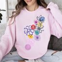 Medium Light Pink Floral Outlines With Leaves And Flowers In Colorful Graphic Design For Everyday Wear Sweatshirt