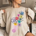 Small Sand Floral Outlines With Leaves And Flowers In Colorful Graphic Design For Everyday Wear Sweatshirt
