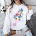 XXXL White Floral Outlines With Leaves And Flowers In Colorful Graphic Design For Everyday Wear Sweatshirt