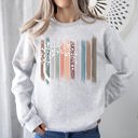 XXL Ash Light Gray Botanical Stripes Tree Sweatshirt