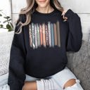 Medium Black Botanical Stripes Tree Sweatshirt