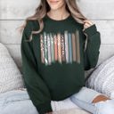 XXL Forest Green Botanical Stripes Tree Sweatshirt