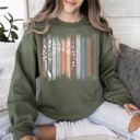 Large Military Green Botanical Stripes Tree Sweatshirt