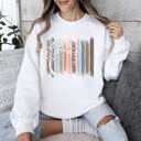 Small White Botanical Stripes Tree Sweatshirt