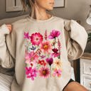 XXL Sand Vibrant Pressed Flower Botanical Garden Themed Floral Illustration Art Print Sweatshirt