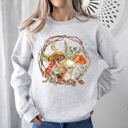 Small Ash Light Gray Moon, Moth And Mushrooms, Nature, Forest, Cottage Woodland Nightscape Sweatshirt