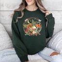 Large Forest Green Moon, Moth And Mushrooms, Nature, Forest, Cottage Woodland Nightscape Sweatshirt