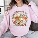 XXL Light Pink Moon, Moth And Mushrooms, Nature, Forest, Cottage Woodland Nightscape Sweatshirt