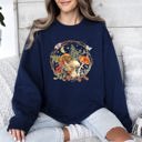 Large Navy Moon, Moth And Mushrooms, Nature, Forest, Cottage Woodland Nightscape Sweatshirt
