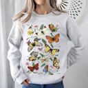Medium Ash Light Gray Butterfly Garden Floral Print With Vibrant Butterflies And Blossoms Cozy Sweatshirt
