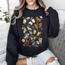 Small Black Butterfly Garden Floral Print With Vibrant Butterflies And Blossoms Cozy Sweatshirt