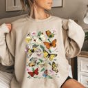 Medium Sand Butterfly Garden Floral Print With Vibrant Butterflies And Blossoms Cozy Sweatshirt