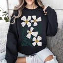 XXL Black Boho Art Nouveau Flowers Bold Design Bohemian Floral Motif Intricate Linework Vintage Inspired Sweatshirt