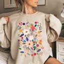 XXXL Sand Bloom Brilliance Color-Infused Floral Print Garden Collection Soft Knit Sweatshirt