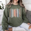  Trailing Vines, Nature, Botanical Stripes Inspired Foliage Pattern Cozy Fleece Sweatshirt