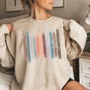  Trailing Vines, Nature, Botanical Stripes Inspired Foliage Pattern Cozy Fleece Sweatshirt