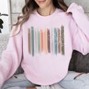 XL Light Pink Trailing Vines, Nature, Botanical Stripes Inspired Foliage Pattern Cozy Fleece Sweatshirt