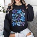 Small Black Bold Floral Blues Pressed Flowers Nature Botanical Landscape Artwork Timeless Nature-Inspired Collection Sweatshirt