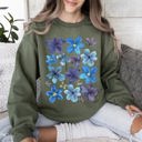 Medium Military Green Bold Floral Blues Pressed Flowers Nature Botanical Landscape Artwork Timeless Nature-Inspired Collection Sweatshirt
