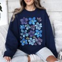 XXL Navy Bold Floral Blues Pressed Flowers Nature Botanical Landscape Artwork Timeless Nature-Inspired Collection Sweatshirt