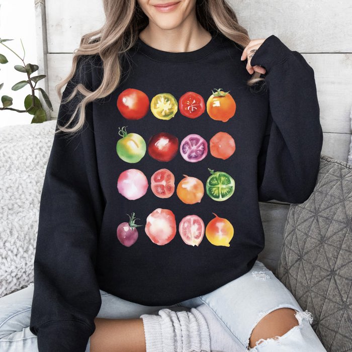 Ripe Tomato Print, Garden Fresh Garden Produce Theme Artwork For Garden Lovers Sweatshirt