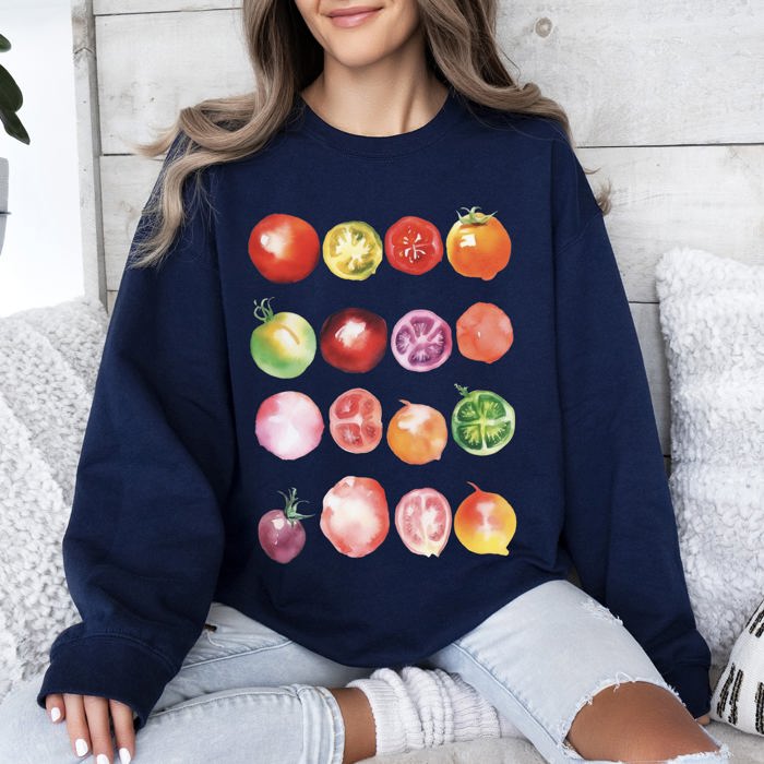 Ripe Tomato Print, Garden Fresh Garden Produce Theme Artwork For Garden Lovers Sweatshirt