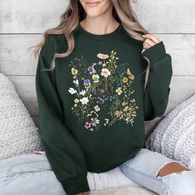 Delicate Pressed Wildflowers Sweatshirt