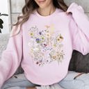XXXL Light Pink Delicate Pressed Wildflowers Sweatshirt