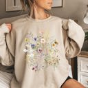 Medium Sand Delicate Pressed Wildflowers Sweatshirt