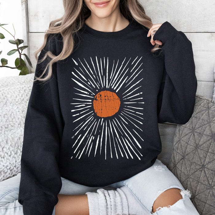 Boho Starburst Celestial Retro Cosmic Night Sky Print Design For Everyday Wear Sweatshirt