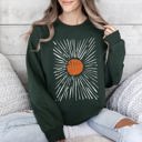 XXXL Forest Green Boho Starburst Celestial Retro Cosmic Night Sky Print Design For Everyday Wear Sweatshirt