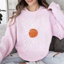 Small Light Pink Boho Starburst Celestial Retro Cosmic Night Sky Print Design For Everyday Wear Sweatshirt