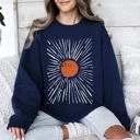 XXL Navy Boho Starburst Celestial Retro Cosmic Night Sky Print Design For Everyday Wear Sweatshirt
