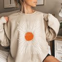 Large Sand Boho Starburst Celestial Retro Cosmic Night Sky Print Design For Everyday Wear Sweatshirt