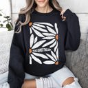 XL Black Here Comes The Sun Boho Floral Design Art Print Collection Vintage Inspired Sweatshirt