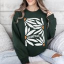 XL Forest Green Here Comes The Sun Boho Floral Design Art Print Collection Vintage Inspired Sweatshirt