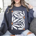 XL Dark Gray Heather Here Comes The Sun Boho Floral Design Art Print Collection Vintage Inspired Sweatshirt