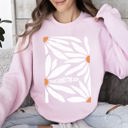 Medium Light Pink Here Comes The Sun Boho Floral Design Art Print Collection Vintage Inspired Sweatshirt