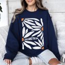 XL Navy Here Comes The Sun Boho Floral Design Art Print Collection Vintage Inspired Sweatshirt
