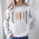 XXL Ash Light Gray Meadow Vines And Flowers In Nature Botanical Stripes Garden Meadow Bloom Pastoral Scene Sweatshirt