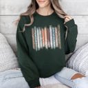 XXL Forest Green Meadow Vines And Flowers In Nature Botanical Stripes Garden Meadow Bloom Pastoral Scene Sweatshirt