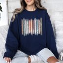 XXL Navy Meadow Vines And Flowers In Nature Botanical Stripes Garden Meadow Bloom Pastoral Scene Sweatshirt