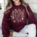 Medium Maroon Delicate Wildflowers Forest Meadow Pressed Flowers Floral Collection Edition Sweatshirt