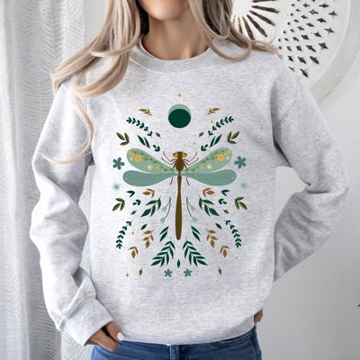 Floral Night Sky, Dragonfly, Moon, And Blooms Celestial Garden Limited Edition Sweatshirt
