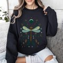 XXL Black Floral Night Sky, Dragonfly, Moon, And Blooms Celestial Garden Limited Edition Sweatshirt