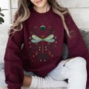 Medium Maroon Floral Night Sky, Dragonfly, Moon, And Blooms Celestial Garden Limited Edition Sweatshirt