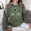 XXL Military Green Floral Night Sky, Dragonfly, Moon, And Blooms Celestial Garden Limited Edition Sweatshirt