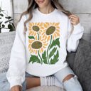  Boho Sunflowers Retro Floral Vintage Bohemian Garden Print Soft Cozy Comfort Sweatshirt