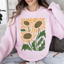 XXXL Light Pink Boho Sunflowers Retro Floral Vintage Bohemian Garden Print Soft Cozy Comfort Sweatshirt