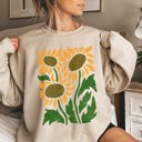 XXL Sand Boho Sunflowers Retro Floral Vintage Bohemian Garden Print Soft Cozy Comfort Sweatshirt